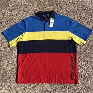 Vtg Polo Sport Ralph Lauren Shirt Mens L Coast Trek Color Block Spellout Rugby